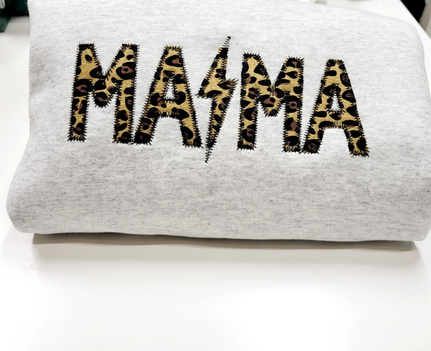 Mama Embroidered Cheetah Print Appliqué