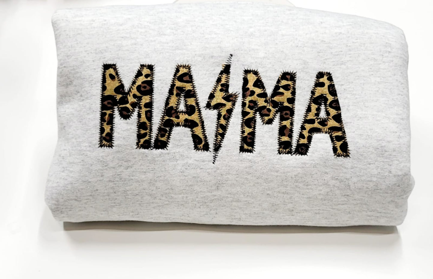 Mama Embroidered Cheetah Print Appliqué