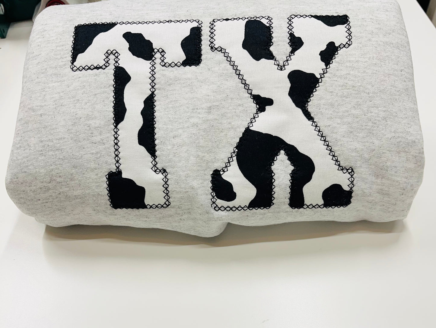 TX Embroidered Cow Print Appliqué